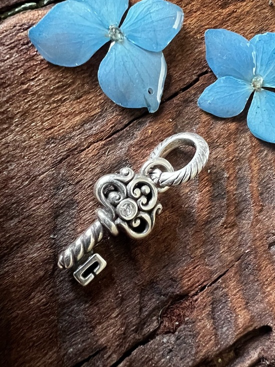 Brighton Jewelry - BRIGHTON Filigree Key Pendant Dangle Pave Crystals Sparkling Large Charm